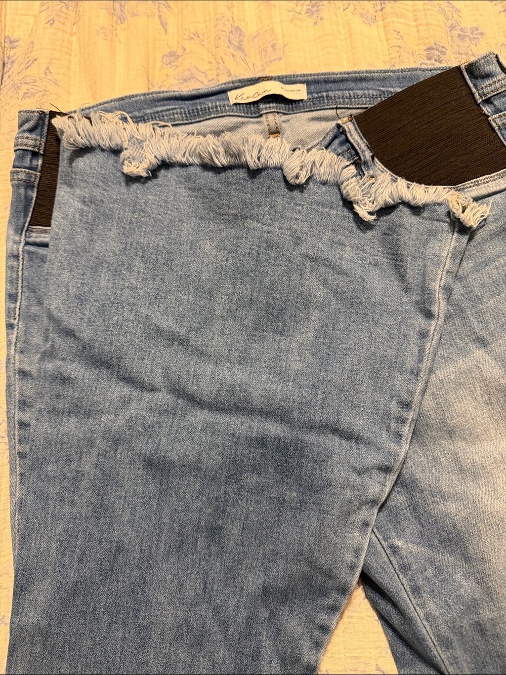 KanCanLight Blue Denim Maternity Bell Bottom Jeans - Picture 2 of 4